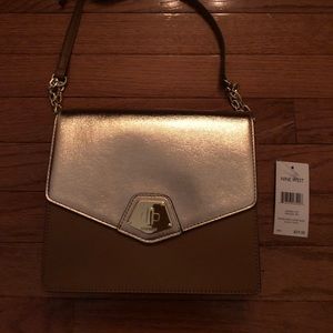Nine West Metallic Gold and Tan Shoulder Bag